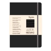 Taccuino Ispira - con elastico - copertina flessibile - A5 - 96 fogli - righe - nero - Fabriano 19614804 - 
