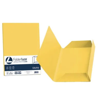 Cartelline 3 lembi Luce - 200 gr - 24,5x34,5 cm - giallo sole - Favini - conf. 25 pezzi A50B434 - cartelline a tre lembi