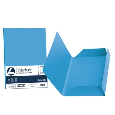 Cartelline 3 lembi Luce - 200 gr - 24,5x34,5 cm - azzurro - Favini - conf. 25 pezzi A50G434 - 
