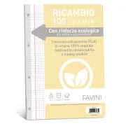 Ricambi c/rinforzo ecologico - A4 - 100gr - 40 fg - 5mm c/margine - Favini A475414 - ricambi forati