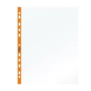 buste a perforazione universale - Buste forate - PPL - con banda arancio neon - liscia - 22 x 30 cm - Favorit - conf. 25