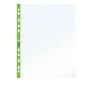buste a perforazione universale - Buste forate - PPL - con banda verde neon - liscia - 22 x 30 cm - Favorit - conf. 25 p