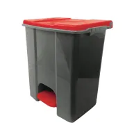 Contenitore mobile Ecoconti - a pedale - 60 L - plastica riciclata - grigio/rosso - Medial International 912677 - 