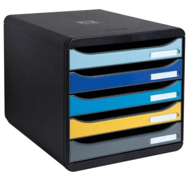 Cassettiera Big Box Plus Bee Blue - 5 cassetti A4 - nero/multicolore - Exacompta 3094202D - 