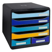 Cassettiera Big Box Maxi Bee Blue - 6 cassetti A4 - nero/multicolore - Exacompta 3124202D - 