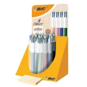 Penna a sfera 4 Colors Wood - colori assortiti - Bic - expo 30 pezzi 507406 - 
