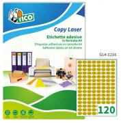 Etichette adesive GL4 - permanenti - ovale - 22 x 16 mm - 120 et/fg - 100 fogli A4 - satinata oro - Tico GL4-2216 - etichette...