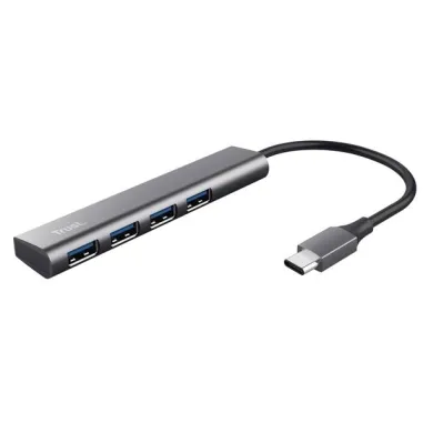 Hub Halyx - 4 porte - da USB-C a USB-A 3.2 Gen1 - alluminio - grigio - Trust 24948 - 