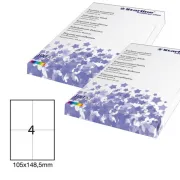 Etichetta adesiva - permanente - 105x148,5 mm - 4 etichette per foglio - bianco - Starline - conf. 100 fogli A4 STL3037 