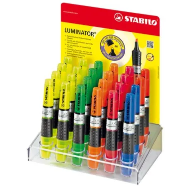 Evidenziatore Luminator - colori assortiti - Stabilo - expo 24 pezzi 71/24-4 - expo da banco