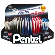 Roller Energel Slim - punta 0,7 mm - 3 colori assortiti (blu/nero/rosso) - Pentel - expo 120 pezzi 0022244 - 