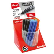 Marcatore Permanente Pen Slim - colori assortiti - Pentel - expo 12 pezzi 0022112 - 