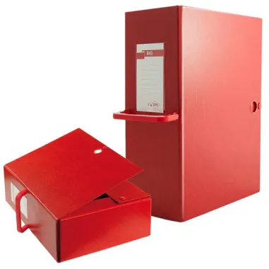 Scatola archivio Big 120 - con maniglia - dorso 12 cm - 25 x 35 cm - rosso - Sei Rota 68001212 - scatole archivio con bottone