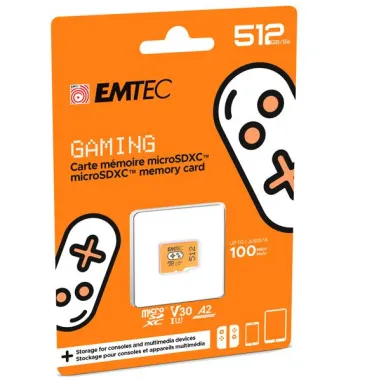 Emtec mSD 512GB UHS I U3 V30 A2 Gaming Arancione ECMSDM512GXCU3G - 