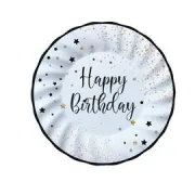 Piatto Happy Birthday - diametro 20 cm - carta - Big Party - conf. 8 pezzi 74545 - festoni e palloncini