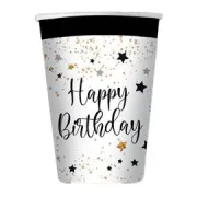 Bicchiere Happy Birthday - 200 ml - carta - Big Party - conf. 8 pezzi 74546 - festoni e palloncini