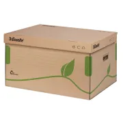 Scatola container EcoBox - 34,5x43,9x24,2cm - apertura superiore - avana - Esselte 623918 - scatole archivio in cartone