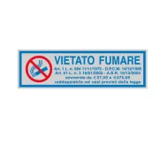 Targhetta adesiva - VIETATO FUMARE (con normativa) - 16,5 x 5 cm - Cartelli Segnalatori 96701 - targhe con pittogrammi